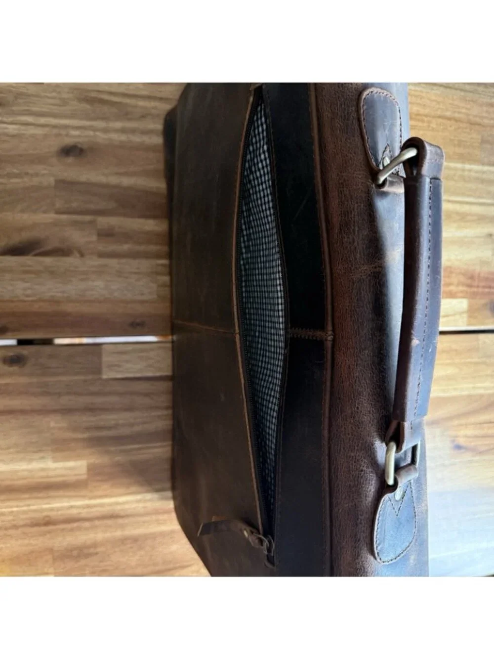 Denver Leather Craft Potter Messenger Briefcase Bag Sz M Top Grain Buffalo NWOT